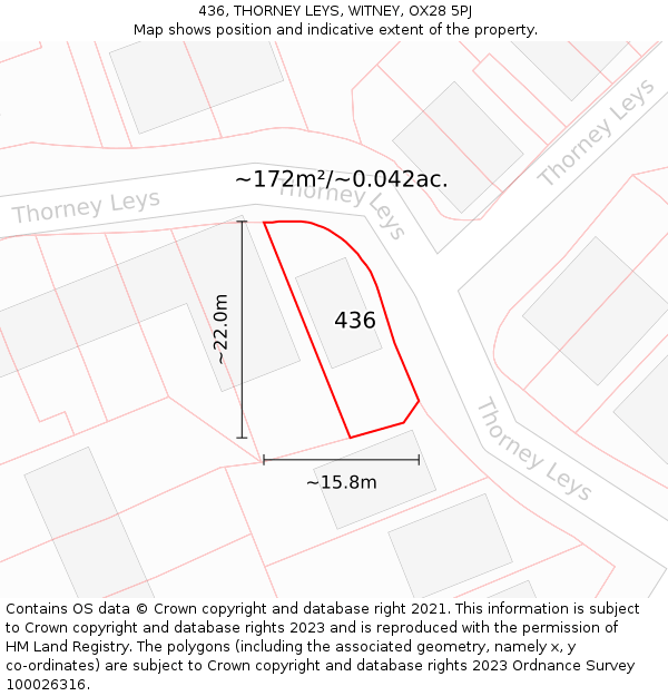 436, THORNEY LEYS, WITNEY, OX28 5PJ: Plot and title map
