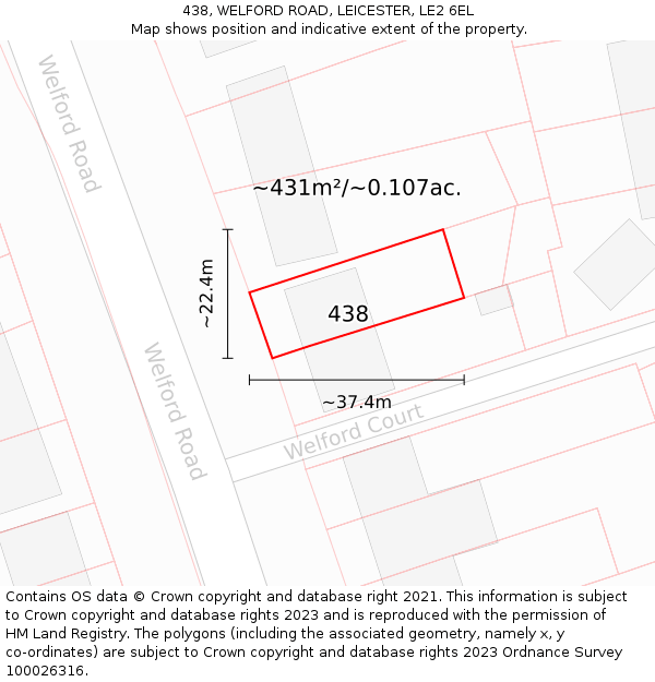 438, WELFORD ROAD, LEICESTER, LE2 6EL: Plot and title map