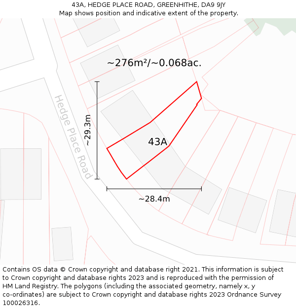 43A, HEDGE PLACE ROAD, GREENHITHE, DA9 9JY: Plot and title map