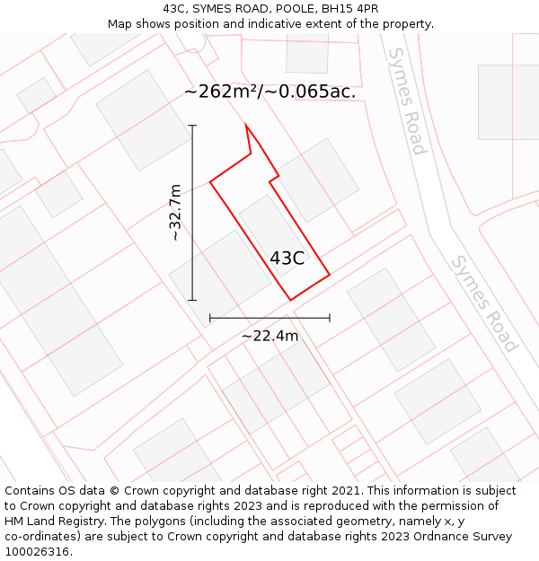 43C, SYMES ROAD, POOLE, BH15 4PR: Plot and title map