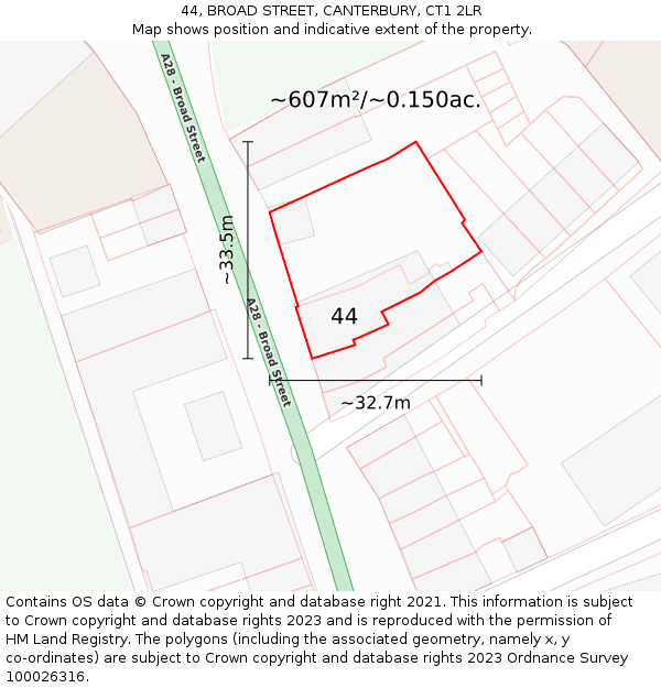 44, BROAD STREET, CANTERBURY, CT1 2LR: Plot and title map