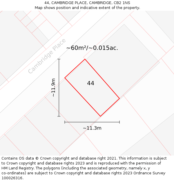 44, CAMBRIDGE PLACE, CAMBRIDGE, CB2 1NS: Plot and title map