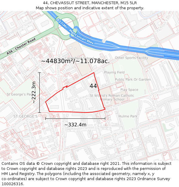 44, CHEVASSUT STREET, MANCHESTER, M15 5LR: Plot and title map