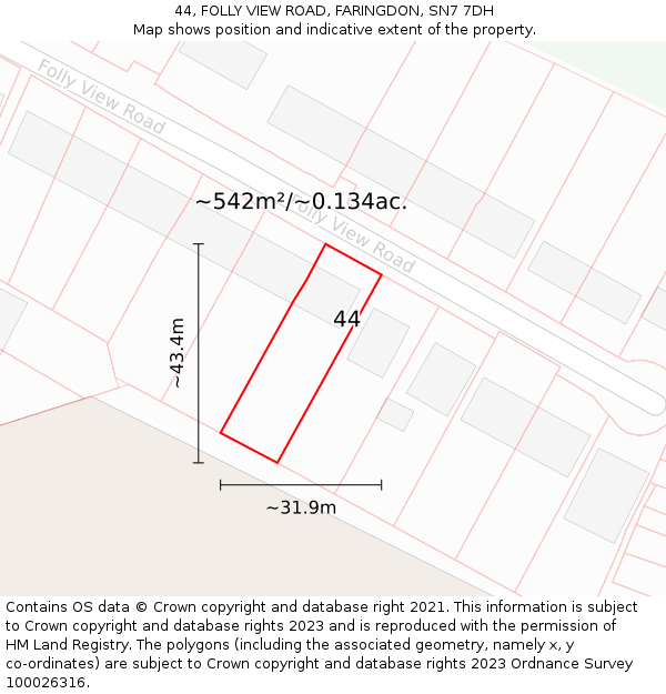 44, FOLLY VIEW ROAD, FARINGDON, SN7 7DH: Plot and title map