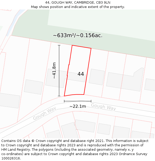 44, GOUGH WAY, CAMBRIDGE, CB3 9LN: Plot and title map