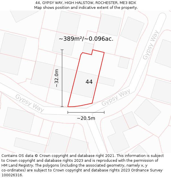 44, GYPSY WAY, HIGH HALSTOW, ROCHESTER, ME3 8DX: Plot and title map