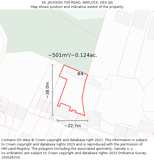 44, JACKSON TOR ROAD, MATLOCK, DE4 3JS: Plot and title map