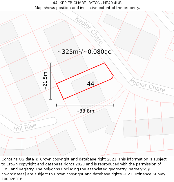 44, KEPIER CHARE, RYTON, NE40 4UR: Plot and title map