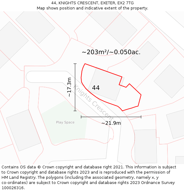 44, KNIGHTS CRESCENT, EXETER, EX2 7TG: Plot and title map
