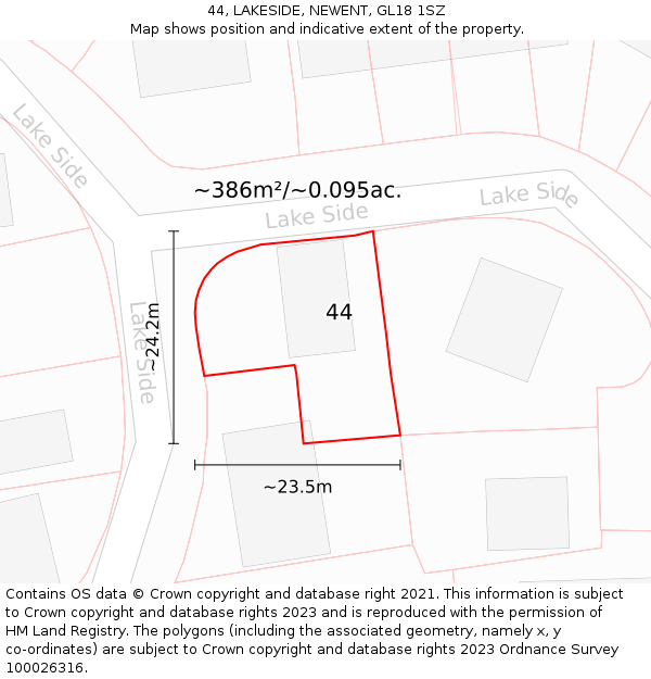 44, LAKESIDE, NEWENT, GL18 1SZ: Plot and title map