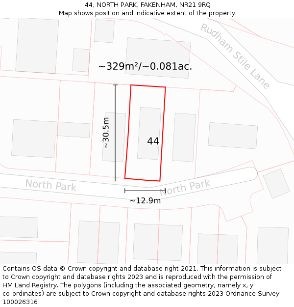44, NORTH PARK, FAKENHAM, NR21 9RQ: Plot and title map