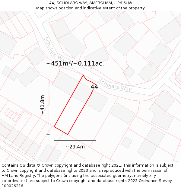 44, SCHOLARS WAY, AMERSHAM, HP6 6UW: Plot and title map