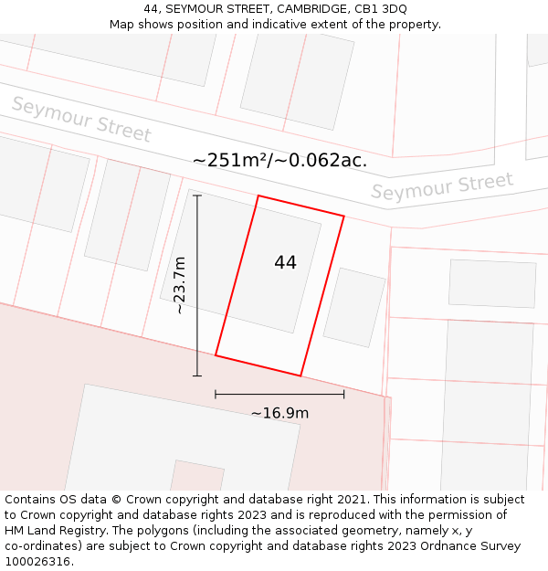 44, SEYMOUR STREET, CAMBRIDGE, CB1 3DQ: Plot and title map