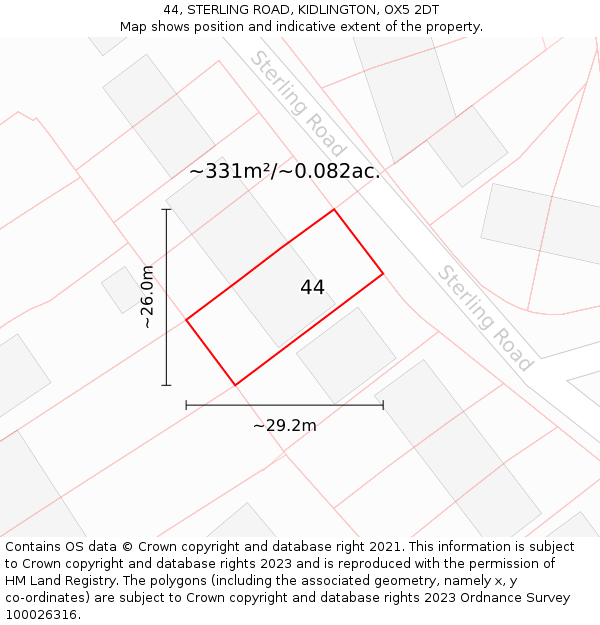 44, STERLING ROAD, KIDLINGTON, OX5 2DT: Plot and title map