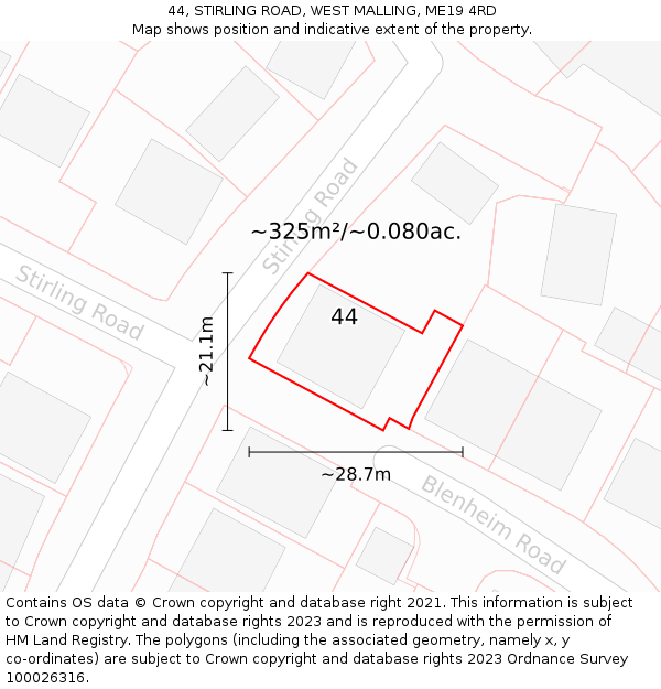 44, STIRLING ROAD, WEST MALLING, ME19 4RD: Plot and title map