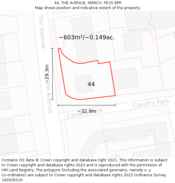 44, THE AVENUE, MARCH, PE15 9PR: Plot and title map
