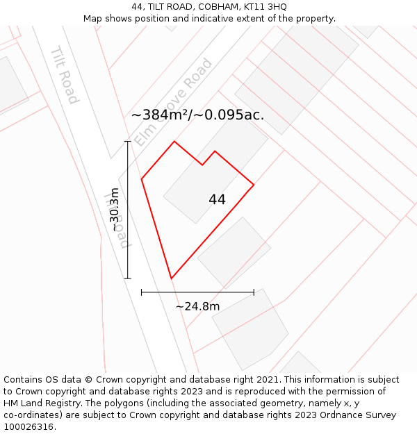 44, TILT ROAD, COBHAM, KT11 3HQ: Plot and title map