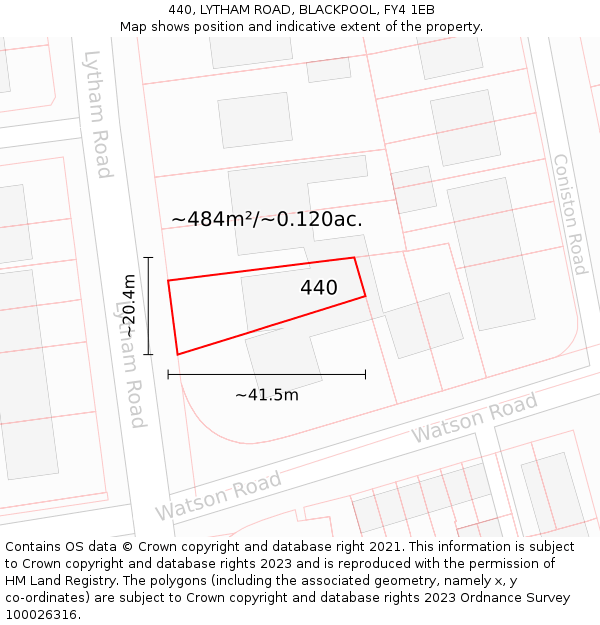 440, LYTHAM ROAD, BLACKPOOL, FY4 1EB: Plot and title map