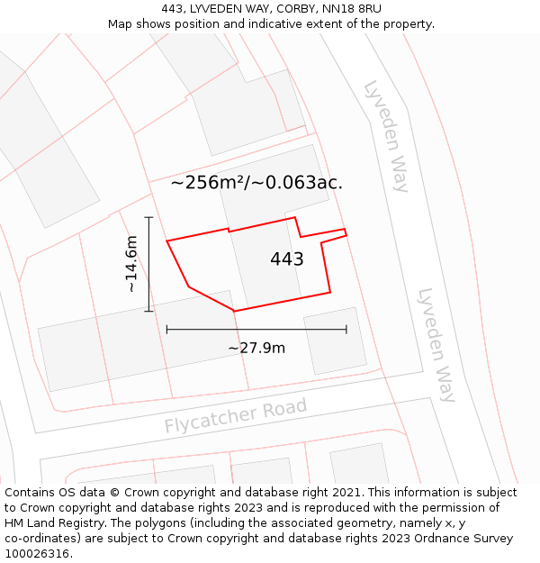 443, LYVEDEN WAY, CORBY, NN18 8RU: Plot and title map