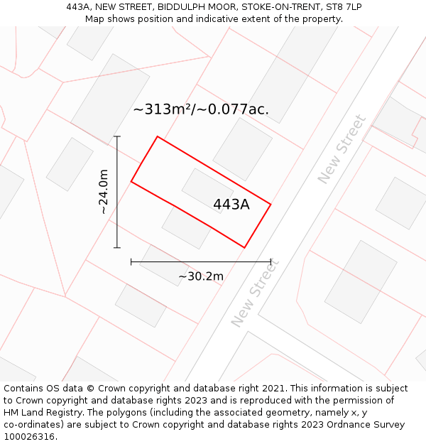 443A, NEW STREET, BIDDULPH MOOR, STOKE-ON-TRENT, ST8 7LP: Plot and title map