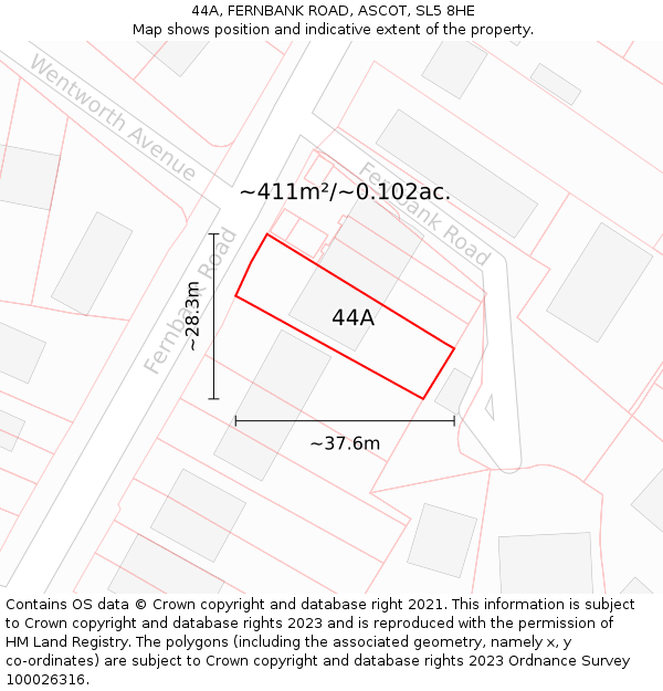 44A, FERNBANK ROAD, ASCOT, SL5 8HE: Plot and title map