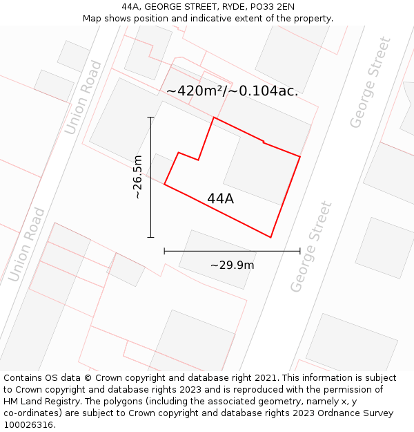 44A, GEORGE STREET, RYDE, PO33 2EN: Plot and title map