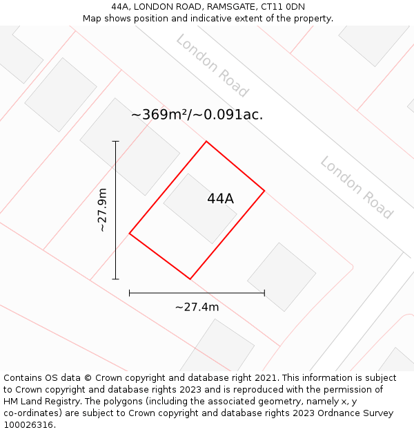 44A, LONDON ROAD, RAMSGATE, CT11 0DN: Plot and title map