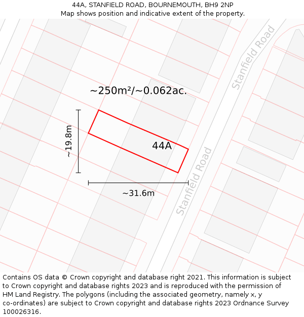 44A, STANFIELD ROAD, BOURNEMOUTH, BH9 2NP: Plot and title map