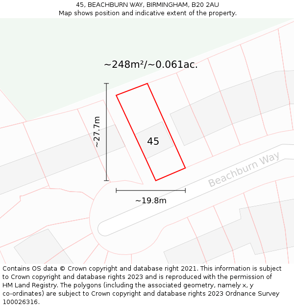 45, BEACHBURN WAY, BIRMINGHAM, B20 2AU: Plot and title map