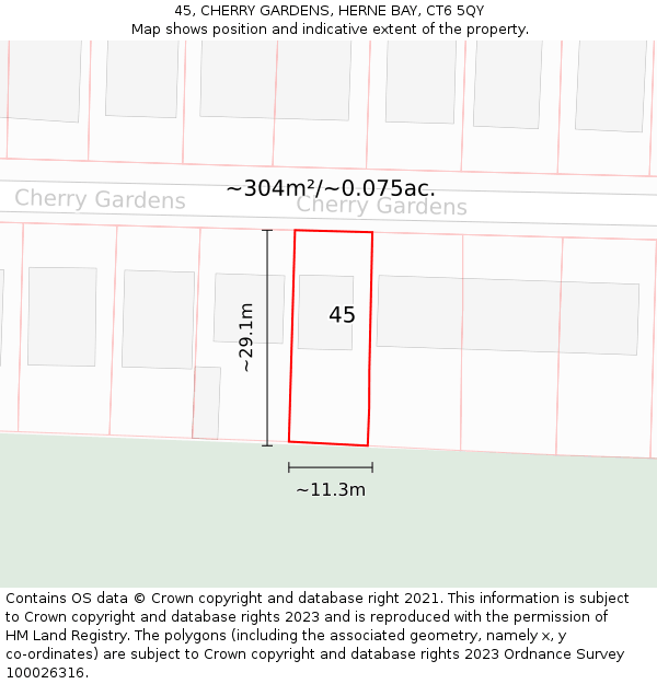 45, CHERRY GARDENS, HERNE BAY, CT6 5QY: Plot and title map