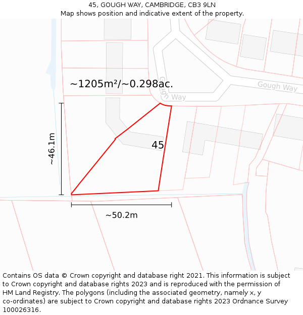 45, GOUGH WAY, CAMBRIDGE, CB3 9LN: Plot and title map