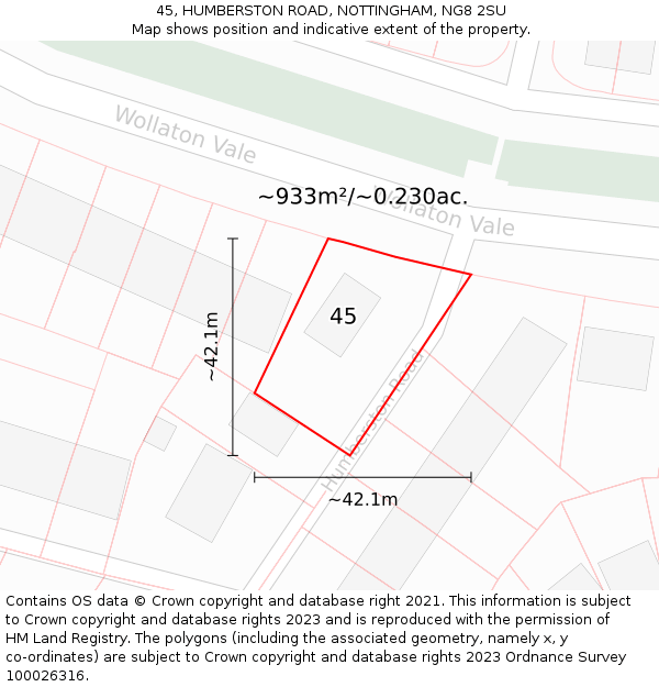 45, HUMBERSTON ROAD, NOTTINGHAM, NG8 2SU: Plot and title map