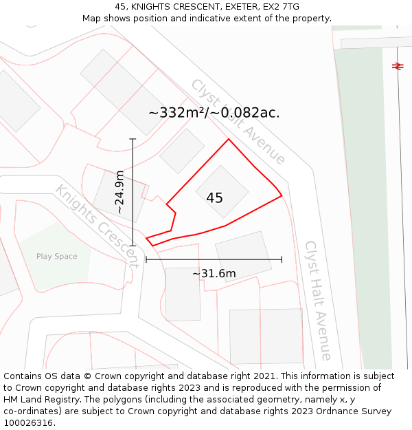 45, KNIGHTS CRESCENT, EXETER, EX2 7TG: Plot and title map