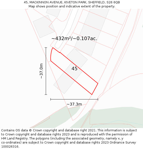 45, MACKINNON AVENUE, KIVETON PARK, SHEFFIELD, S26 6QB: Plot and title map