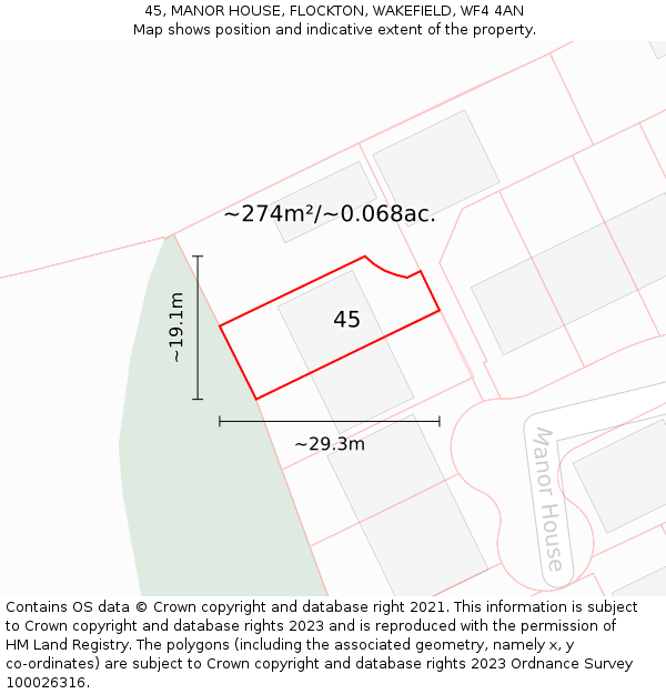 45, MANOR HOUSE, FLOCKTON, WAKEFIELD, WF4 4AN: Plot and title map