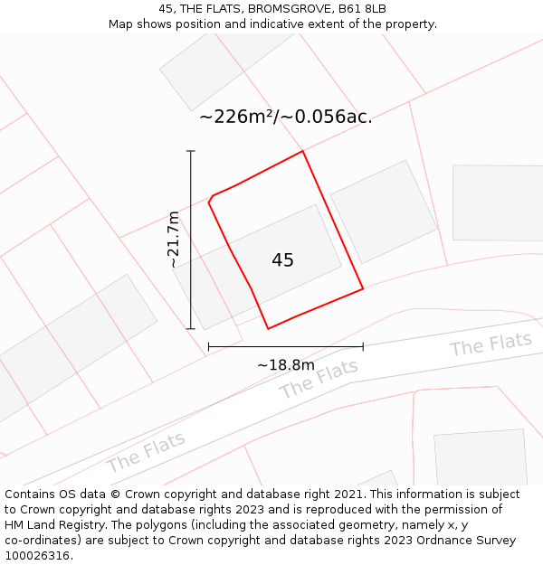 45, THE FLATS, BROMSGROVE, B61 8LB: Plot and title map