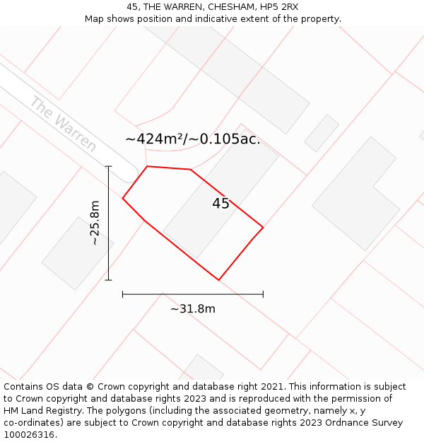 45, THE WARREN, CHESHAM, HP5 2RX: Plot and title map