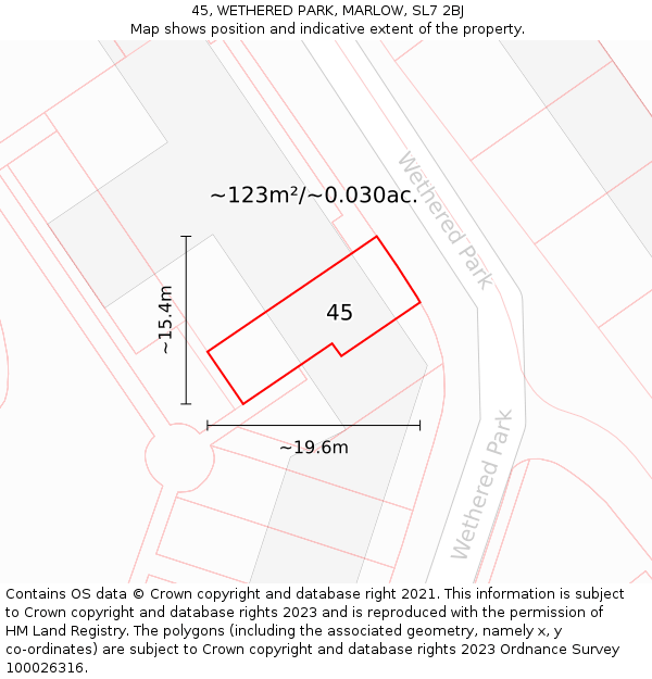 45, WETHERED PARK, MARLOW, SL7 2BJ: Plot and title map