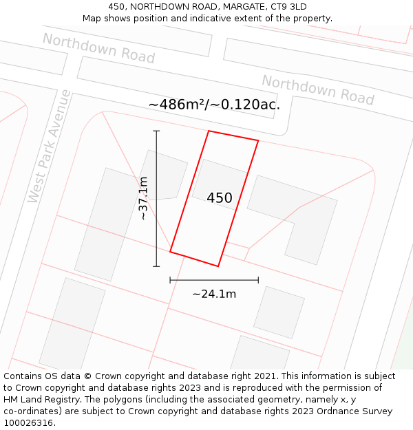450, NORTHDOWN ROAD, MARGATE, CT9 3LD: Plot and title map