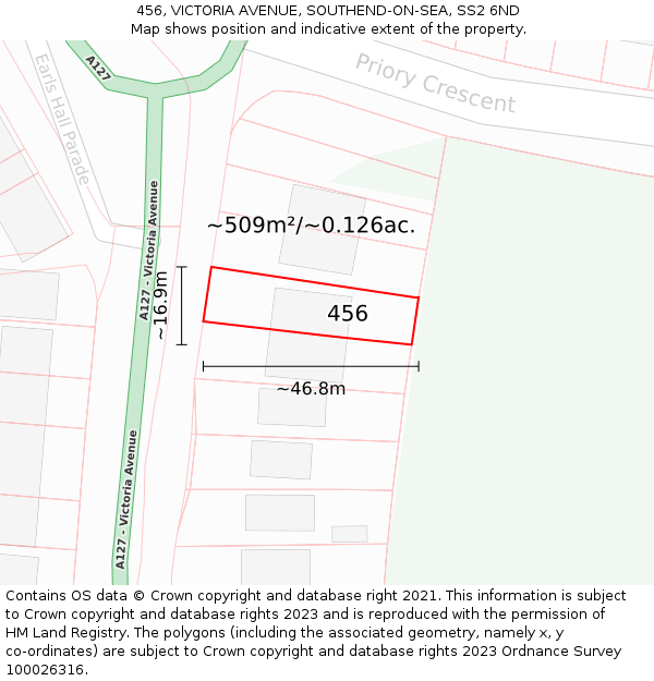 456, VICTORIA AVENUE, SOUTHEND-ON-SEA, SS2 6ND: Plot and title map