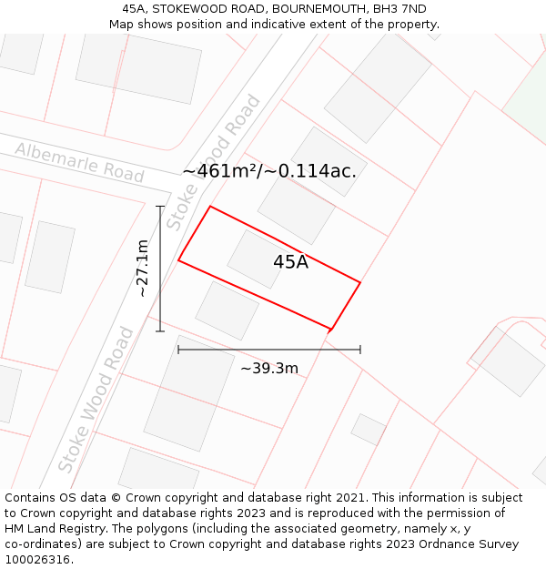 45A, STOKEWOOD ROAD, BOURNEMOUTH, BH3 7ND: Plot and title map