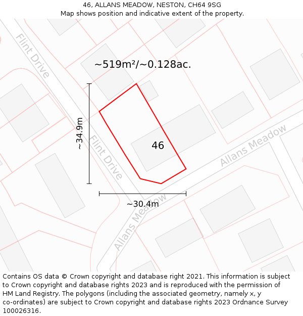 46, ALLANS MEADOW, NESTON, CH64 9SG: Plot and title map