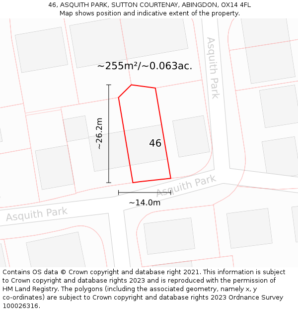 46, ASQUITH PARK, SUTTON COURTENAY, ABINGDON, OX14 4FL: Plot and title map