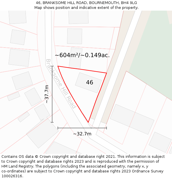 46, BRANKSOME HILL ROAD, BOURNEMOUTH, BH4 9LG: Plot and title map