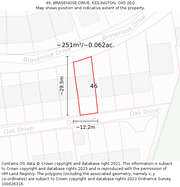 46, BRASENOSE DRIVE, KIDLINGTON, OX5 2EQ: Plot and title map