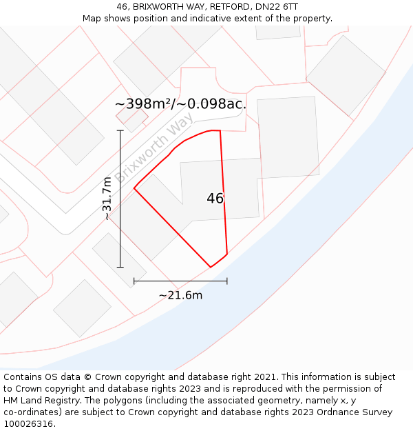 46, BRIXWORTH WAY, RETFORD, DN22 6TT: Plot and title map