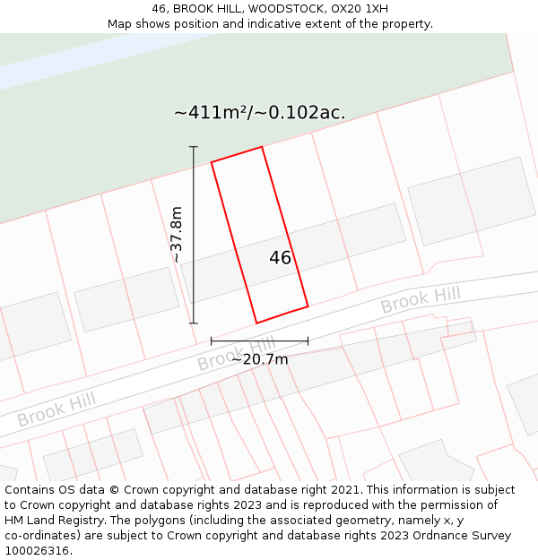 46, BROOK HILL, WOODSTOCK, OX20 1XH: Plot and title map