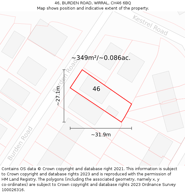 46, BURDEN ROAD, WIRRAL, CH46 6BQ: Plot and title map