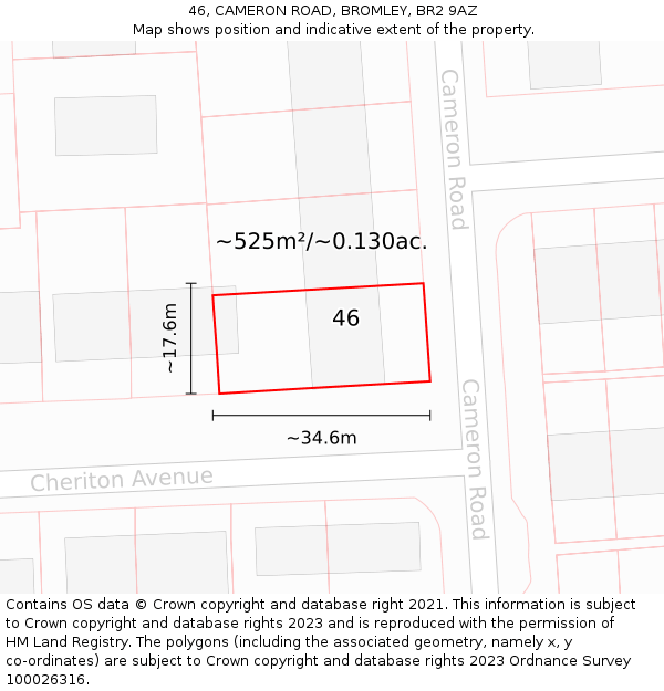 46, CAMERON ROAD, BROMLEY, BR2 9AZ: Plot and title map