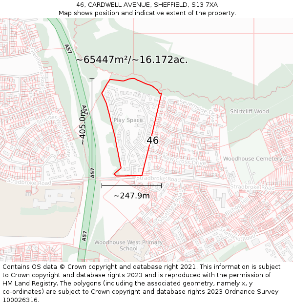 46, CARDWELL AVENUE, SHEFFIELD, S13 7XA: Plot and title map